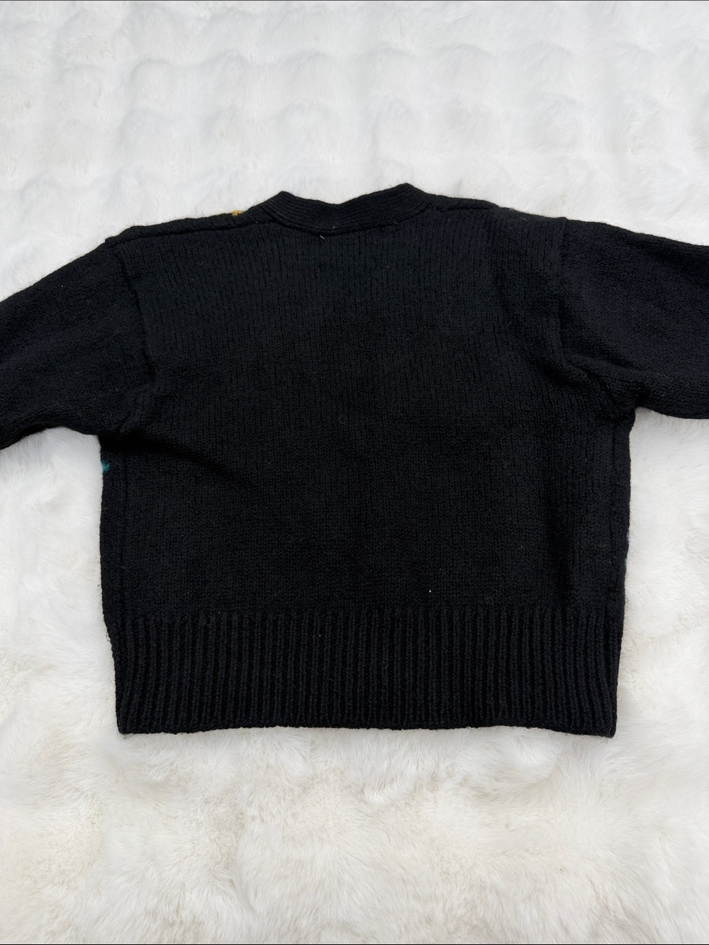 Vintage Petite wool Black Floral Button-Up Women's Cardigan Sweater - Picture 10 of 10
